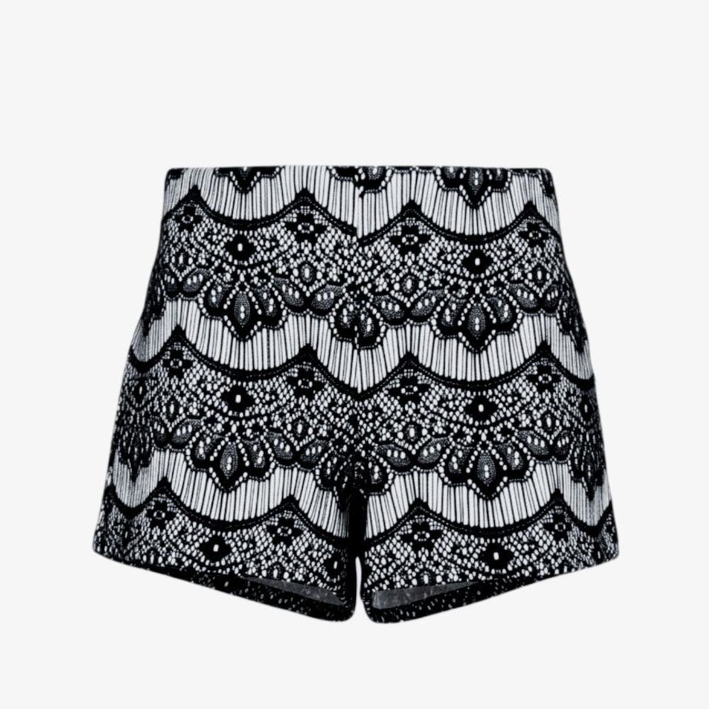 Vintage Y2K High Rise Scalloped Lace Festival Shorts Art Deco Witchy Boho Sz M